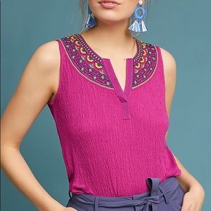 Anthropologie Akemi Kim Hot Pink Tunic Top